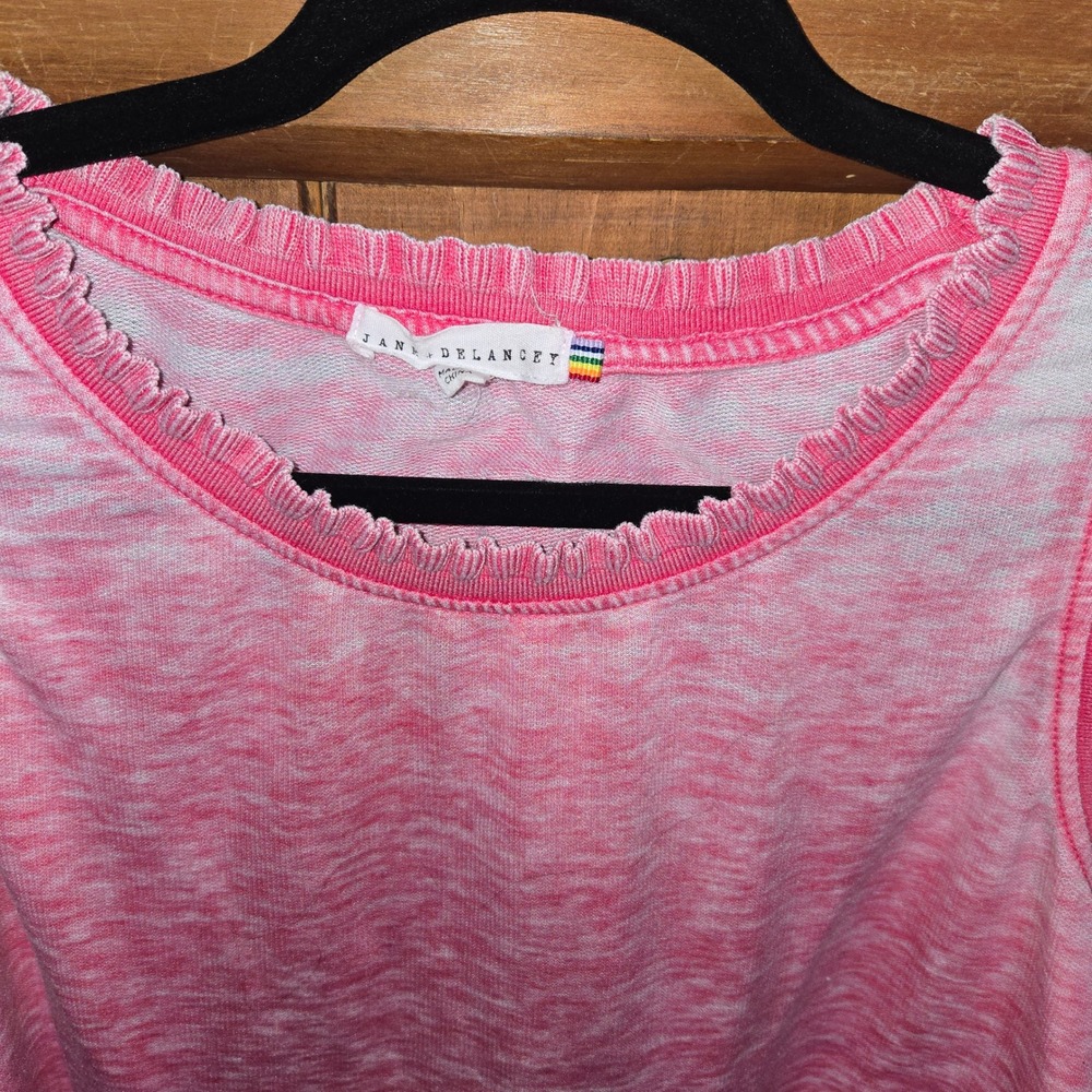 Jane + Delancey Pink Space Dye Ruffle Trim Sleeveless Tank Top Large Mens Womens